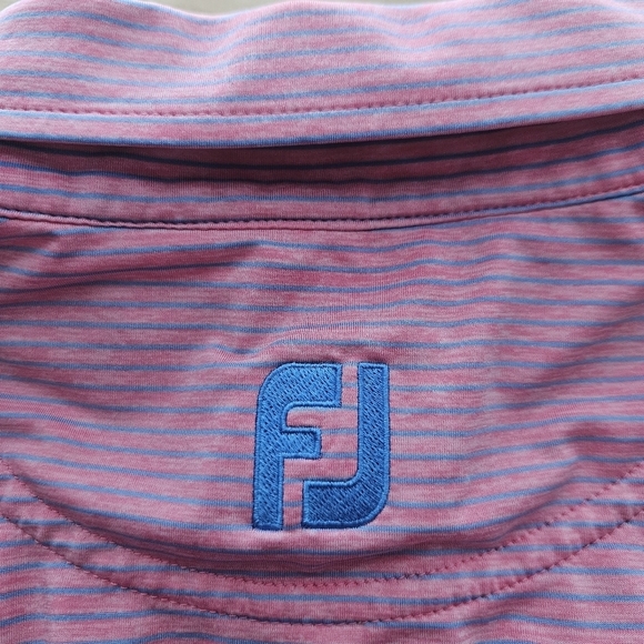 FJ FootJoy Polo Shirt Mens Large Pink Striped Pullover Golf Short Sleeve Casual - Picture 5 of 8